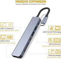 Concentrador de red USB tipo C a HDMI, adaptador de PD, lector TF/SD, 4K, 7 en 1, para Macbook, estación de acoplamiento