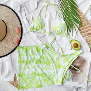 Tie Dye Bikini 2020 <strong>Skirted</strong> <strong>Swimsuit</strong> Women 3 Piece Suit Halter Swimwear Bathing Suit - Product Image 6