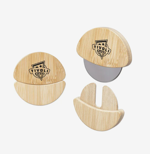 Coupe-<span class=keywords><strong>pizza</strong></span> en bambou écologique avec lame en acier inoxydable, article cadeau promotionnel, design avec manche en bois - Product Image 3