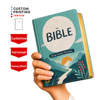 Service d'impression personnalisé professionnel en gros, livre de la Sainte Bible en cuir PU de qualité supérieure, couverture rigide, vente chaude