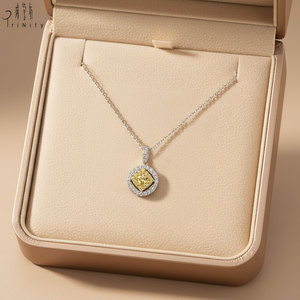 Latest Products Luxury Handmade Exquisite Yellow Diamonds Necklace Jewelry 18K <b>Solid</b> <b>Gold</b> Real Natural Diamonds <b>Pendant</b> Necklace - Product Image 5