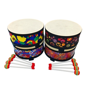 Wholesale Colorful Printed Kids Floor <b>Drum</b> Standing Hand <b>Drum</b> With Mallets Orff Percussion Instrument <b>For</b> Toddler Rhythm - Product Image 1