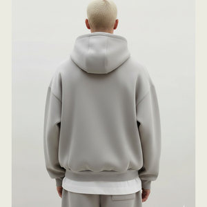 Sweatshirt <span class=keywords><strong>Homme</strong></span> <span class=keywords><strong>Zippé</strong></span> en Gros Luxe Uni Coton Molleton Lourd à Double Fermeture Éclair Coupe Courte et Ample Personnalisable - Product Image 3