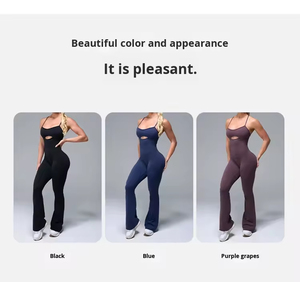 Mono de yoga de una pieza para mujer, con tirantes finos, sin mangas, espalda abierta, elástico en cuatro direcciones, transpirable, de color liso, talla grande - Product Image 3
