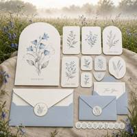 Cartes de vœux en carton mat avec fleurs sauvages en aquarelle, enveloppes - 4x6, logo personnalisé, finition gaufrée, impression numérique, finition UV