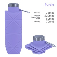 Gourde pliable en silicone motif diamant, légère et étanche pour enfants et adultes, idéale pour les sports de plein air