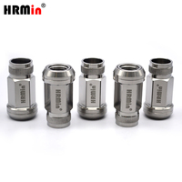Écrou de roue HRmin en titane Gr.5, couleur argent, à extrémité ouverte rayée, avec siège conique flottant hexagonal de 19 mm, pour automobile, M14x1.25x45mm