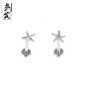 Top senza filo 316L in acciaio chirurgico Push in stile Labret fish star - Product Image 2