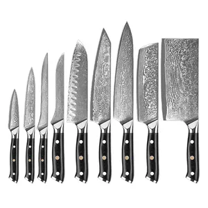 Couteau de luxe en acier Damas Chef Cuisine Ensemble de couteaux de cuisine japonais Ensemble de couteaux Damas
