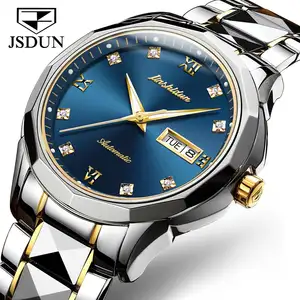 JSDUN Top Brand Luxury Fashion Automatic Mechanical WristWatch Stainless Steel Strap Complete Calendar Men Watch