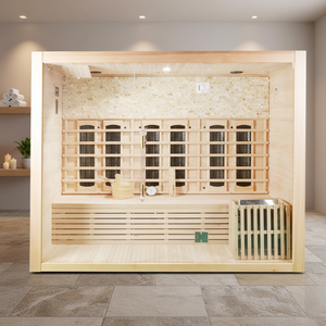 Sauna con Calefacción Infrarroja y Panel de Control Eléctrico, Diseño Moderno para Apartamentos, Construcción Interior de Madera de Hemlock - Product Image 1