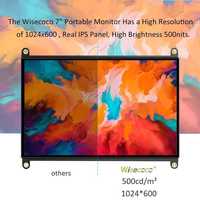 Layar Sentuh LCD IPS HD 7 Inci 1024x600, Monitor Portabel untuk Raspberry Pi 4/3/2/Zero/B/B+