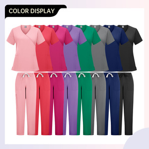 Women's Scrub Tops V-Neck Short Sleeve Moisture Wicking Knitted Uniforms For Medical Spa Beauty Salon Workwear - Product Image 2