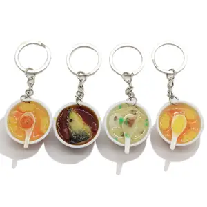 Porte-clés en résine, breloques pendentif en forme de bol chinois, mignon, cadeau, Kawaii, 30 ou 50 pièces