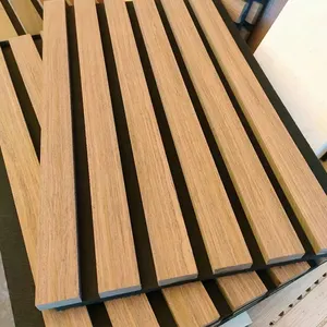 Dekoratif Akupanel Slatted ahşap ses geçirmez duvar paneli Polyester Akupanel akustik Panel