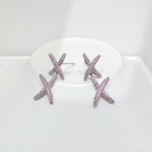 Pendientes geométricos occidentales de plata de ley 925 personalizados, con estrella rosa, elegantes, románticos, casuales para el día a día, para mujer. - Product Image 4