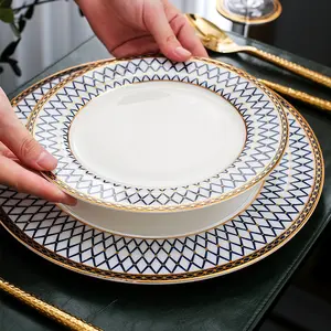 Круглые керамические тарелки для ресторана, фарфоровые тарелки, наборы посуды, тарелки, посуда
