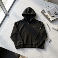 MH1196 Sweat à capuche zippé court pour homme, broderie personnalisée, coupe ample, épaules tombantes, streetwear décontracté avec poches