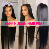 Perruques en cheveux humains naturels lisses, perruques Water Wave et brésiliennes, perruque complète en dentelle de 40 pouces 100 % cheveux humains avec baby hair