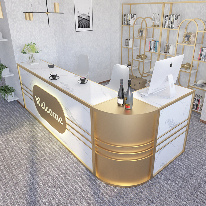 Modern Front Desk Counter with Gold