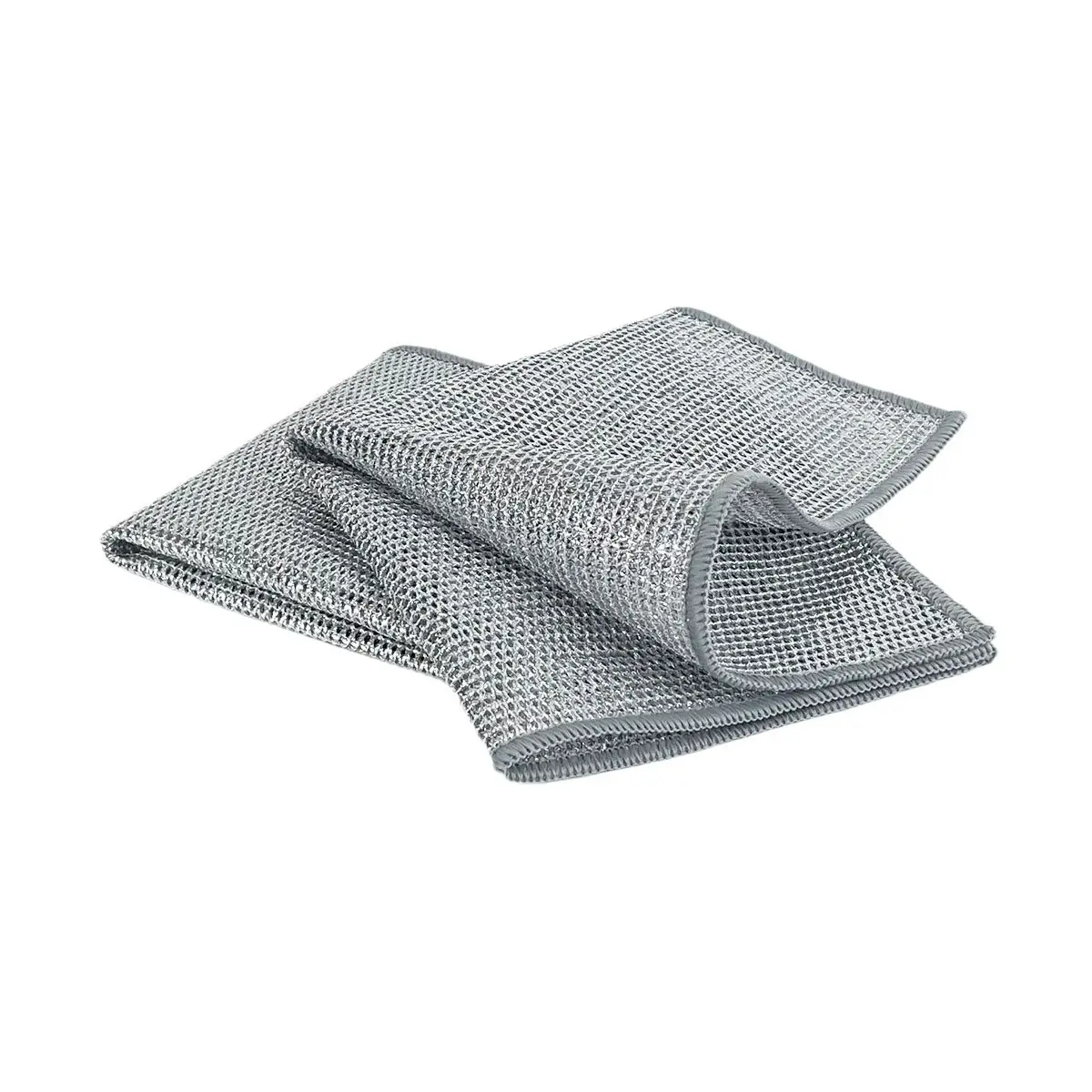 Özelleştirilmiş çift taraflı gümüş tel dishcloth yapışmaz yağ çelik tel temizleme bezi mutfak dishcloth