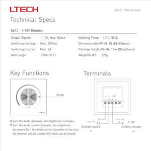 <span class=keywords><strong>Dimmer</strong></span> de Painel de Vidro em Aço LTECH 1-10V com Padrão Europeu, Entrada 90-250V, Interruptor Rotativo para Controle de Luz LED - Product Image 4