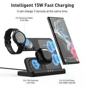 Station de charge sans fil 3 en 1 pour Samsung <span class=keywords><strong>Galaxy</strong></span> S23 S22 21 Ultra S20, station de charge rapide, support pour montre 6/5, support pour écouteurs Buds2 Pro - Product Image 3