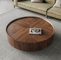 Table basse ronde classique en bois, ensemble de tables basses modernes pour salon, style rétro, table centrale design pour la maison