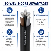 Cable de Alimentación Blindado ZC-YJLV de 3 Núcleos, 0.6/1kV, Clase C, Retardante de Fuego, Al/XLPE/PVC, IEC 60502, Trifásico, para Distribución de Motores y Bombas