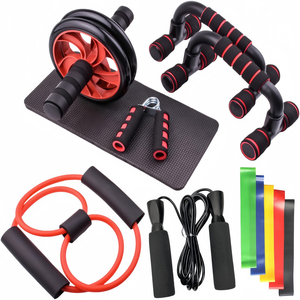 Hot Selling 12-in-1 AB Wheel Roller resistance <b>band</b> <b>Workout</b> Equipment Set for men Abdominal Muscle Training with Push Bars - Product Image 4
