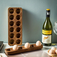 Plateau à œufs en bois écologique, organisateur de cuisine domestique, présentoir de table pour rangement au réfrigérateur