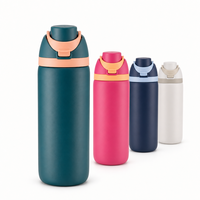 Bouteille d'eau sport isotherme en acier inoxydable avec logo personnalisé, 19oz, 24oz, 32oz, double ouverture, idéale pour les enfants et les voyages, garde au chaud