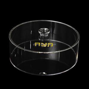 Support à Matzah Rond en Acrylique Transparent avec Élégant Couvercle en Cuir et Bouton Doré – Décoration de Table Seder Juive – Boîte à Matzah pour Pessa'h - Product Image 5