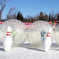Ensemble de bowling gonflable géant, grandes quilles de bowling gonflables en PVC avec boule pare-chocs transparente, jeu de team building en plein air sur pelouse