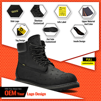Bottes de sécurité pour hommes en cuir nubuck, anti-perforation, antidérapantes, pour le travail en extérieur, construction Goodyear, style tendance à tige haute