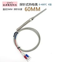 Termopar de Sonda Tipo K de 60 mm con Suministro Directo de Fábrica, Cable de Sensor de Temperatura Blindado RTD, Instrumento de Temperatura de Alta Calidad