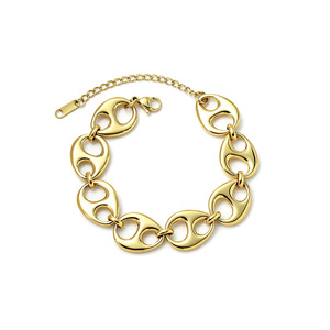 Stainless Steel Pig Nose Necklace Bracelet Set Geometric Design Gold Silver Color Daily Party Jewelry Women's Fashion Chains - Product Image 5