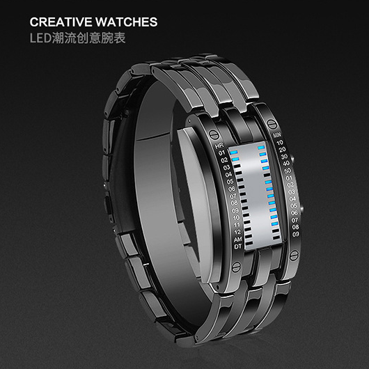 Binbond B0926 0926 Digital Movement Stainless Steel Men Women Wristwatch Unique Design Led Display Waterproof Night Light Watch