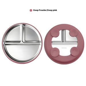 Plato de cena de acero inoxidable 304 de grado alimenticio para niños, plato de silicona para bebés, cuenco de succión, Apto para lavavajillas, <span class=keywords><strong>vajilla</strong></span> para bebés - Product Image 6