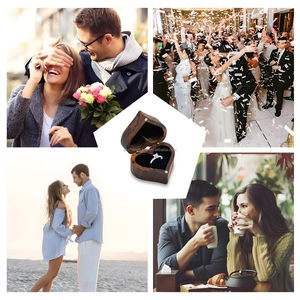 A forma di <span class=keywords><strong>cuore</strong></span> antico anello di diamante scatola di stoccaggio Set anello di fidanzamento supporto con singolo Slot scatola di legno anello - Product Image 6