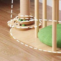 Arbre à chat en bois pratique avec tour, nid confortable, jouet tournant et griffoir pour chats d'intérieur