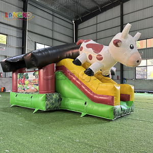 Château <span class=keywords><strong>gonflable</strong></span> extérieur pour enfants sur le thème de la <span class=keywords><strong>vache</strong></span> avec petit toboggan - Product Image 4