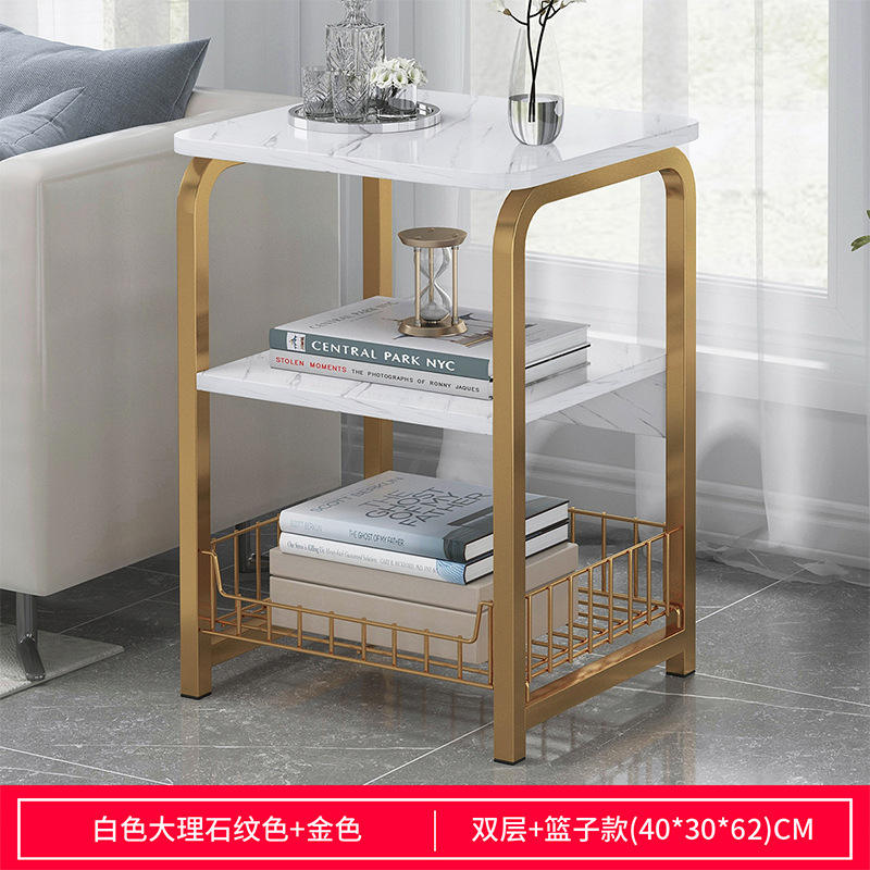 White marble color gold steel frame