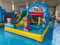 Popular China comercial barato dibujos animados salto trampolín niños castillos deslizamiento tobogán Combo inflable