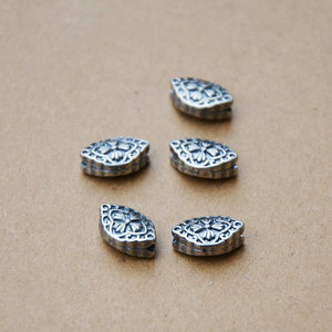 Cuentas espaciadoras de flor de cuatro pétalos, 14x9x5mm, chapadas en plata, para pulseras y accesorios DIY - Product Image 3