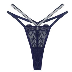 Celana dalam G-<span class=keywords><strong>String</strong></span> padat wanita grosir Thong kristal t-back renda sejuk pita pinggang dapat disesuaikan nilon/spandeks seksi untuk dewasa - Product Image 6