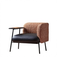Fauteuil lounge en tissu style Mid-Century OEM ODM, fauteuil d'appoint léger pour salon, balcon, café
