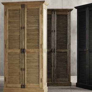 <span class=keywords><strong>Armario</strong></span> de roble vintage estilo rústico americano con persianas blancas, <span class=keywords><strong>armario</strong></span> para ropa, mueble de almacenamiento, mueble para dormitorio - Product Image 3