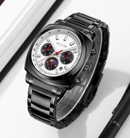 Jam tangan pria Quartz Logo kustom OEM jam tangan anti air tiga mata Dial besar baja tahan karat harga murah