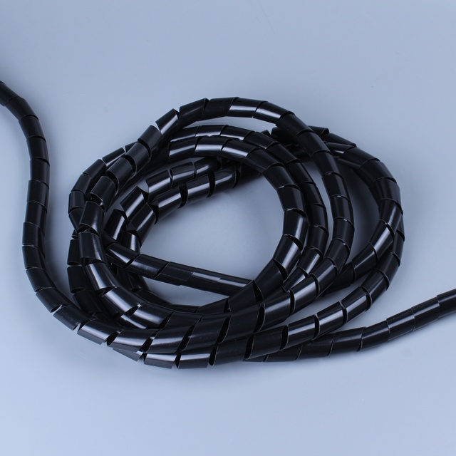 6 mm Spiral Wire Wrap PE Cable Sleeves Black Universal Cable Spiral Hose Cable Protection Hose Cable Management for TV, PC
